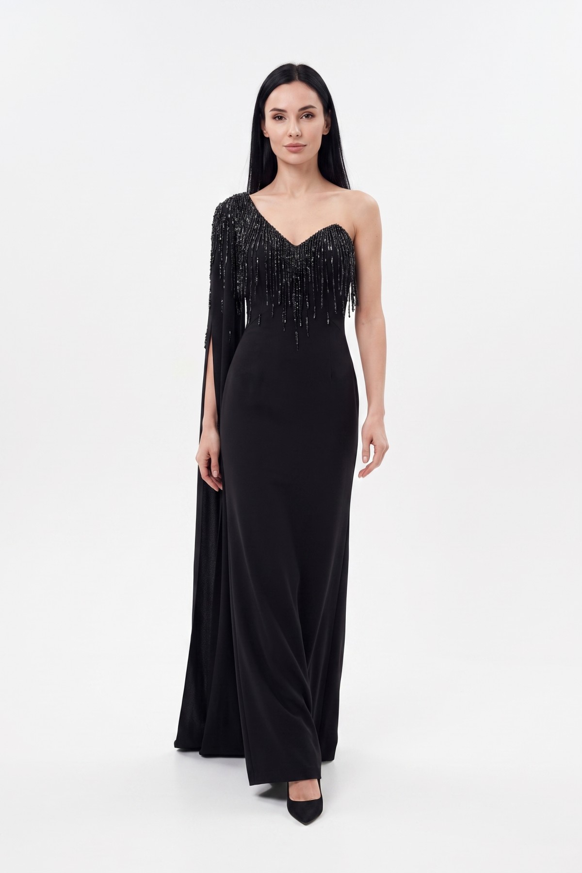 BDM Exclusive Couture Tek Omuz Taş Detaylı Uzun Abiye Elbise BDM Exclusive Couture Tek Omuz Taş Detaylı Uzun Abiye Elbise