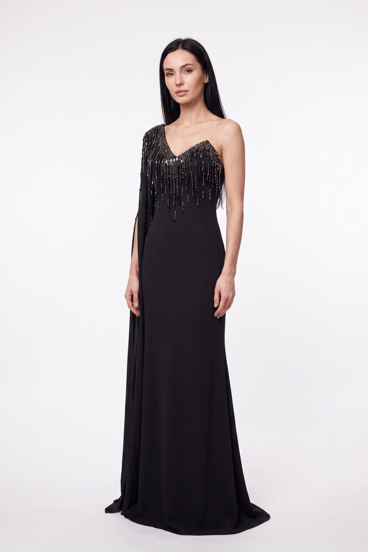 BDM Exclusive Couture Tek Omuz Taş Detaylı Uzun Abiye Elbise BDM Exclusive Couture Tek Omuz Taş Detaylı Uzun Abiye Elbise