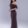 BDM Exclusive Dantel Dokulu Drape Kollu Uzun Abiye Elbise