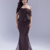 BDM Exclusive Dantel Dokulu Drape Kollu Uzun Abiye Elbise