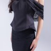 BDM Exclusive Dantel Dokulu Drape Kollu Uzun Abiye Elbise