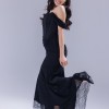 BDM Exclusive Kare Yaka Korsaj Detaylı Drapeli Dantel Balık Nikah Abiye Elbise