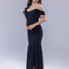 BDM Exclusive Kare Yaka Korsaj Detaylı Drapeli Dantel Balık Nikah Abiye Elbise
