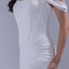 BDM Exclusive Kare Yaka Korsaj Detaylı Drapeli Dantel Balık Nikah Abiye Elbise