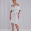 BDM Exclusive Krep Kumaş El İşi Taşlı Askılı Kısa Abiye Elbise