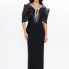 BDM Exclusive Organze Drape Detaylı Taş İşlemeli Premium Abiye Elbise