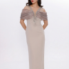 BDM Exclusive Organze Drape Detaylı Taş İşlemeli Premium Abiye Elbise
