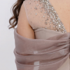 BDM Exclusive Organze Drape Detaylı Taş İşlemeli Premium Abiye Elbise