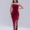 BDM Exclusive Saten Pileli Drape Detaylı Straplez Yırtmaçlı Uzun Abiye Elbise
