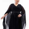 BDM Exclusive Saten Piliseli Taş İşlemeli Büyük Beden Abiye Elbise