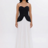 BDM Exclusive Straplez Kalp Yaka Peplum Taş Kemerli Premium Abiye Elbise