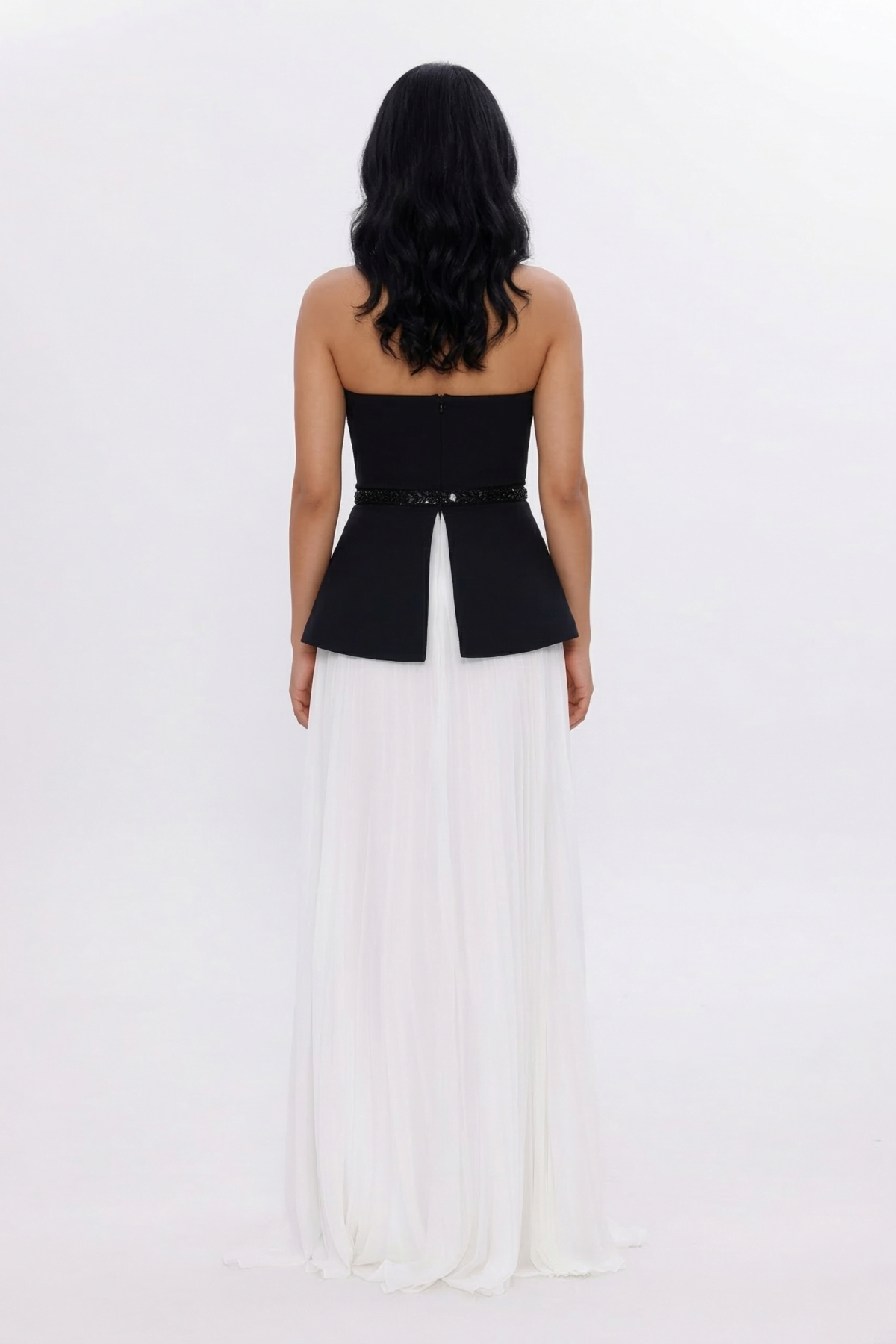 BDM Exclusive Straplez Kalp Yaka Peplum Taş Kemerli Premium Abiye Elbise