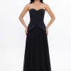 BDM Exclusive Straplez Kalp Yaka Peplum Taş Kemerli Premium Abiye Elbise