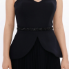 BDM Exclusive Straplez Kalp Yaka Peplum Taş Kemerli Premium Abiye Elbise