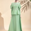 BDM Exclusive Tafta Taş İşlemeli Drape Kollu Peplum Premium Abiye Elbise