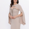BDM Exclusive Taş İşlemeli Bolerolu Krep Uzun Premium Abiye Elbise