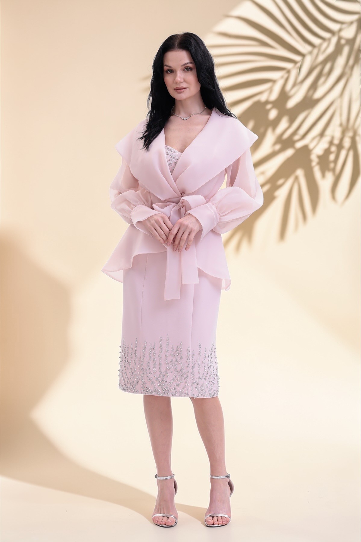 BDM Exclusive Taş İşlemeli Peplum Ceketli Premium Abiye Etek Takım