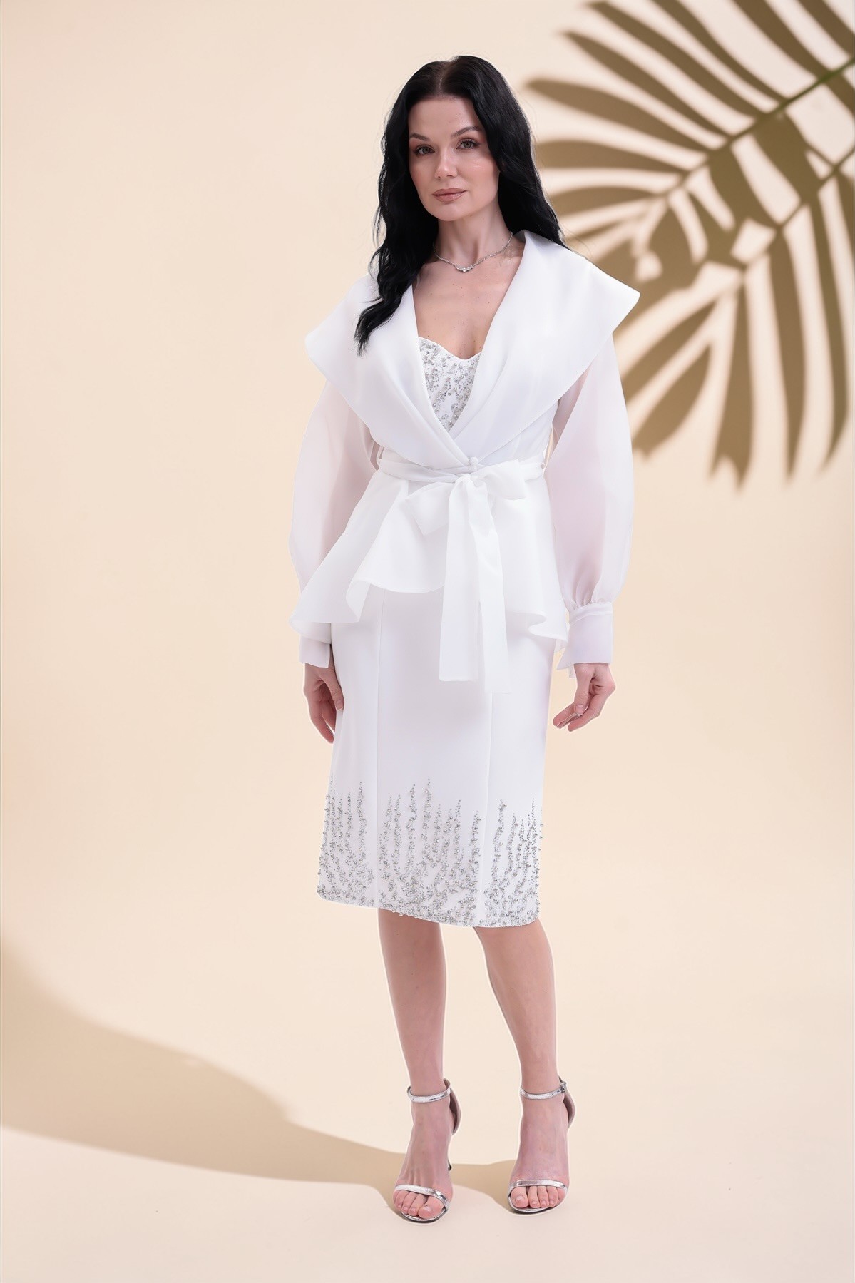 BDM Exclusive Taş İşlemeli Peplum Ceketli Premium Abiye Etek Takım