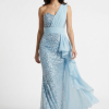 BDM Exclusive Taş İşlemeli Şifon Drape Detaylı Premium Abiye Elbise
