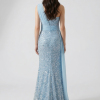 BDM Exclusive Taş İşlemeli Şifon Drape Detaylı Premium Abiye Elbise