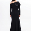 BDM Exclusive Tek Kol Pilise Organze Drape Taş İşlemeli Premium Abiye Elbise