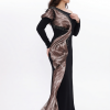 BDM Exclusive Tek Kol Pilise Organze Drape Taş İşlemeli Premium Abiye Elbise