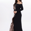 BDM Exclusive Tek Kol Pilise Organze Drape Taş İşlemeli Premium Abiye Elbise