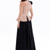 BDM Exclusive Tek Omuz Piliseli Peplum Çiçek Aplikeli Uzun Saten Abiye Elbise