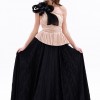 BDM Exclusive Tek Omuz Piliseli Peplum Çiçek Aplikeli Uzun Saten Abiye Elbise