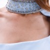BDM Exclusive Tek Omuz Taş İşlemeli Choker Detaylı Yırtmaçlı Uzun Saten Abiye Elbise