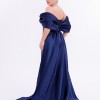 BDM Exclusive Straplez Pul Payet İşlemeli Organze Pelerinli Büyük Beden Abiye Elbise