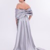 BDM Exclusive Straplez Pul Payet İşlemeli Organze Pelerinli Büyük Beden Abiye Elbise