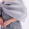 BDM Exclusive Straplez Pul Payet İşlemeli Organze Pelerinli Büyük Beden Abiye Elbise