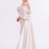 BDM Exclusive Straplez Pul Payet İşlemeli Organze Pelerinli Büyük Beden Abiye Elbise