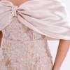 BDM Exclusive Straplez Pul Payet İşlemeli Organze Pelerinli Büyük Beden Abiye Elbise