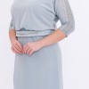 BDM Exclusive Simli Kumaş Truvakar Kol Taş İşlemeli Kuşaklı Büyük Beden Abiye Elbise