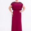 BDM Exclusive Şifon Pelerinli Yaka Taş İşlemeli Kolsuz Büyük Beden Abiye Elbise