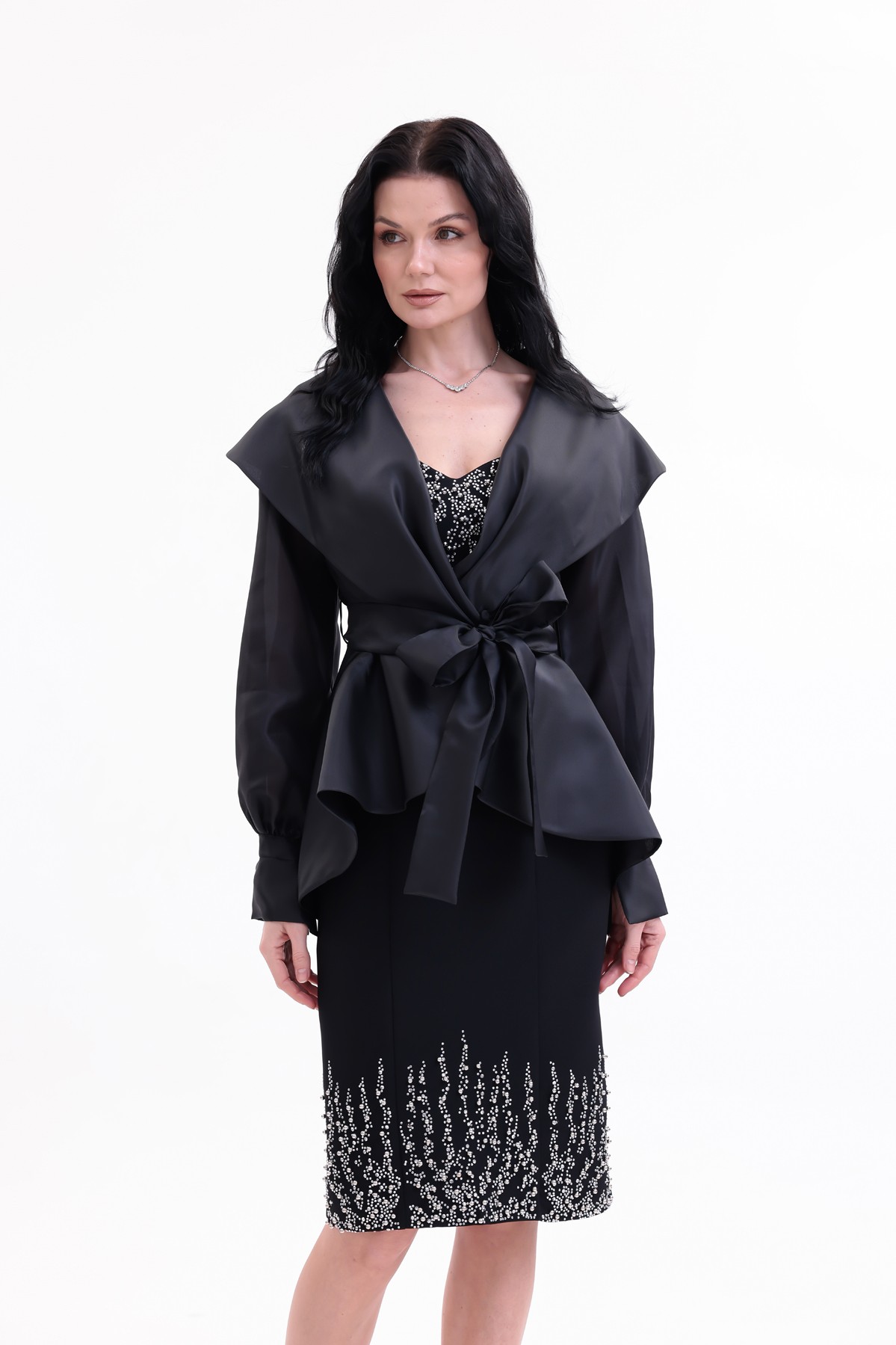 BDM Exclusive Taş İşlemeli Peplum Ceketli Premium Abiye Etek Takım