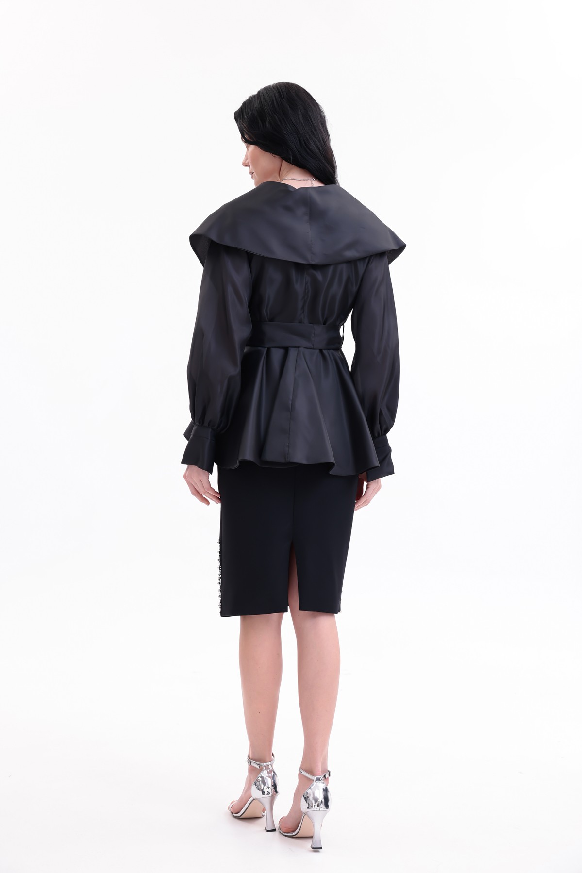 BDM Exclusive Taş İşlemeli Peplum Ceketli Premium Abiye Etek Takım