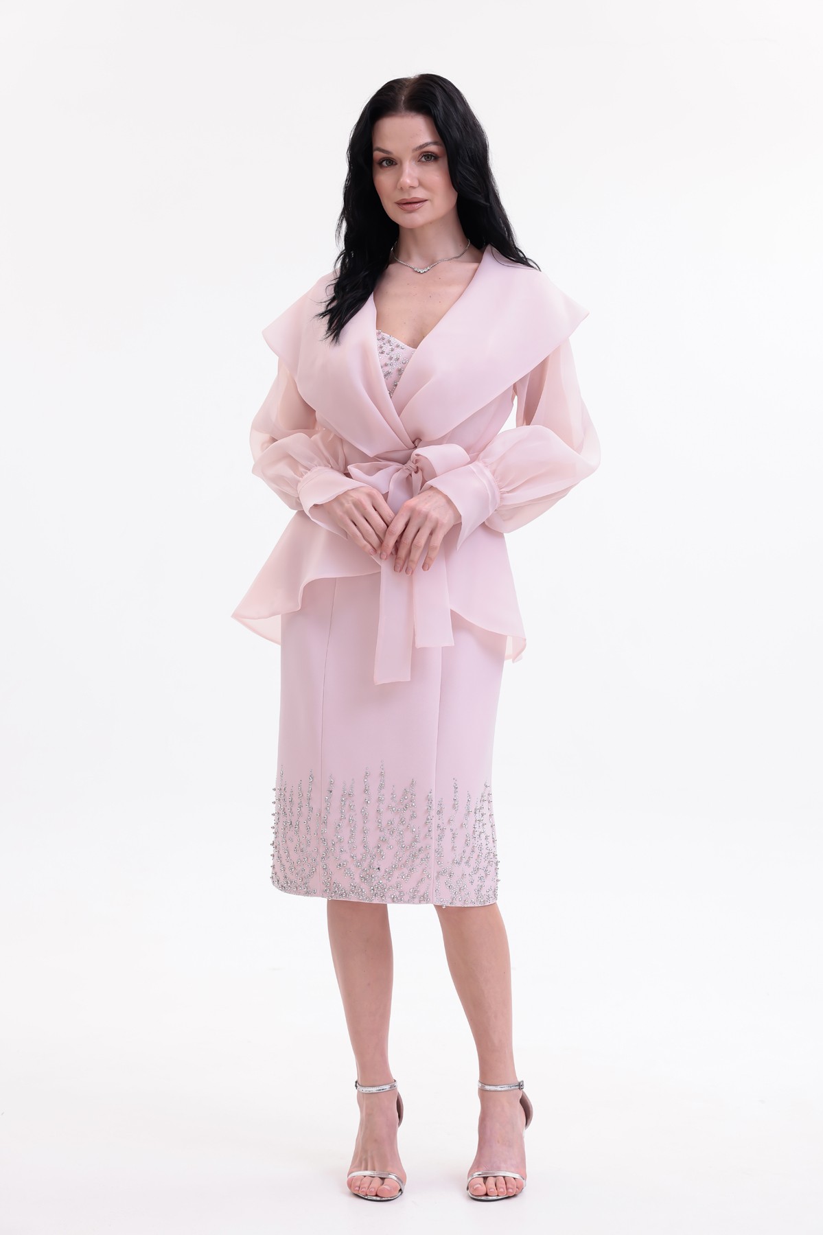 BDM Exclusive Taş İşlemeli Peplum Ceketli Premium Abiye Etek Takım