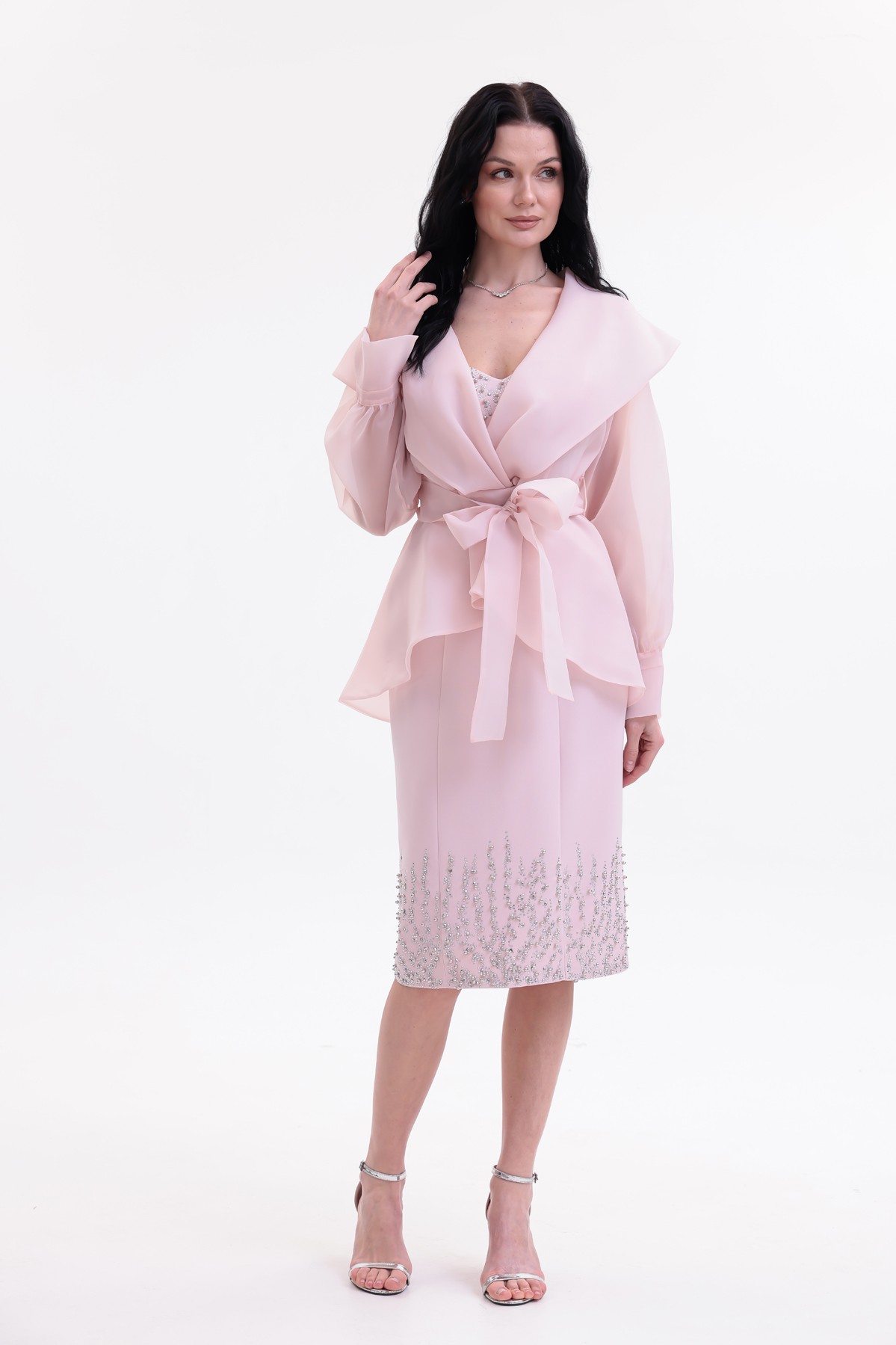 BDM Exclusive Taş İşlemeli Peplum Ceketli Premium Abiye Etek Takım