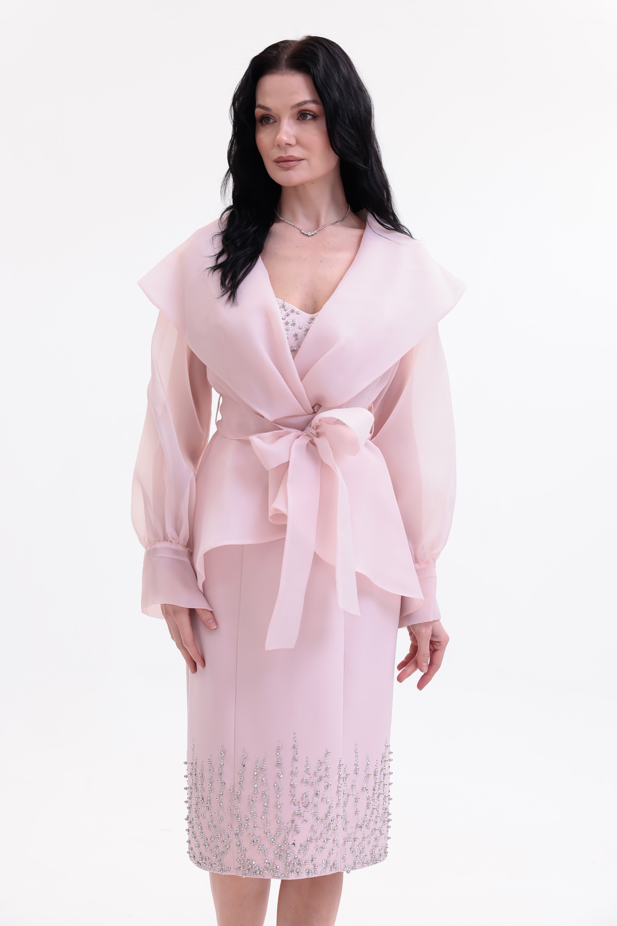 BDM Exclusive Taş İşlemeli Peplum Ceketli Premium Abiye Etek Takım