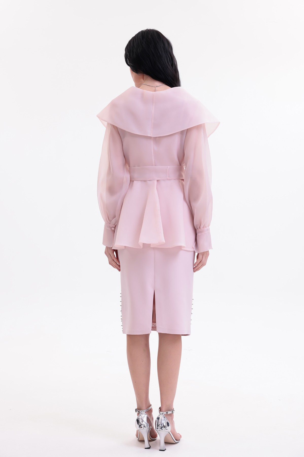 BDM Exclusive Taş İşlemeli Peplum Ceketli Premium Abiye Etek Takım