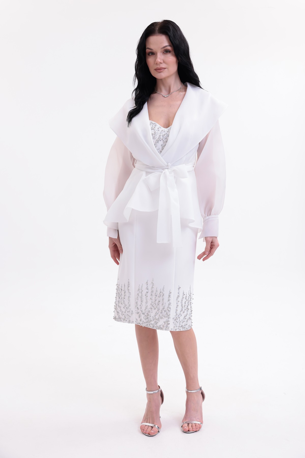 BDM Exclusive Taş İşlemeli Peplum Ceketli Premium Abiye Etek Takım