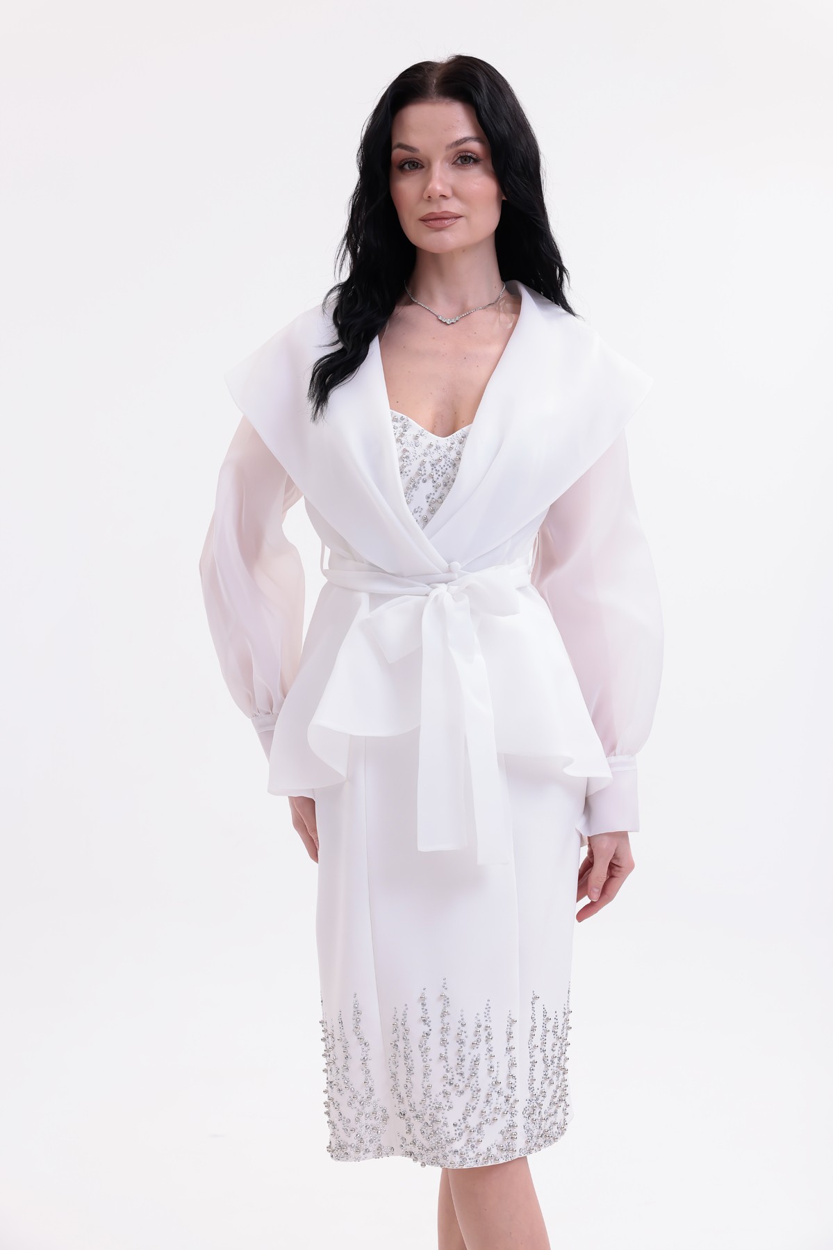 BDM Exclusive Taş İşlemeli Peplum Ceketli Premium Abiye Etek Takım