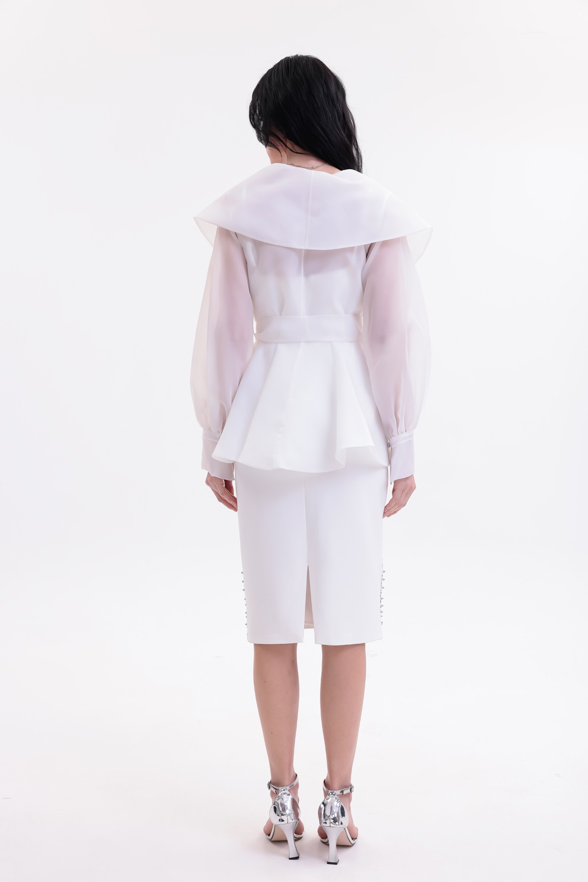 BDM Exclusive Taş İşlemeli Peplum Ceketli Premium Abiye Etek Takım