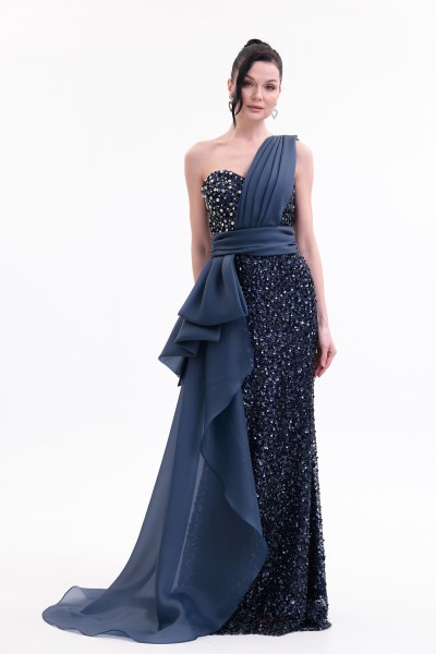 BDM Exclusive Taş İşlemeli Şifon Drape Detaylı Premium Abiye Elbise BDM Exclusive Taş İşlemeli Şifon Drape Detaylı Premium Abiye Elbise
