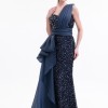 BDM Exclusive Taş İşlemeli Şifon Drape Detaylı Premium Abiye Elbise
