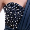 BDM Exclusive Taş İşlemeli Şifon Drape Detaylı Premium Abiye Elbise