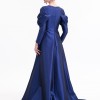 BDM Exclusive Tafta Taş İşlemeli Drape Kollu Peplum Premium Abiye Elbise